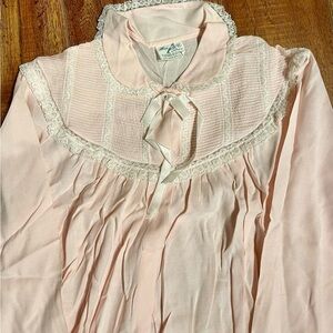 Vintage‎ Pink Nightgown with Lace Trim Miss Siren Chalaire size Medium